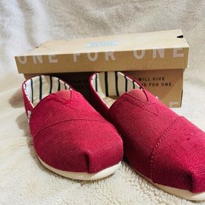 New Black Cherry Canvas TOMS - Size 8